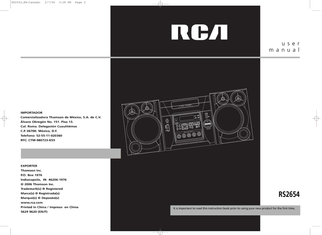 RCA RS2654 user manual 