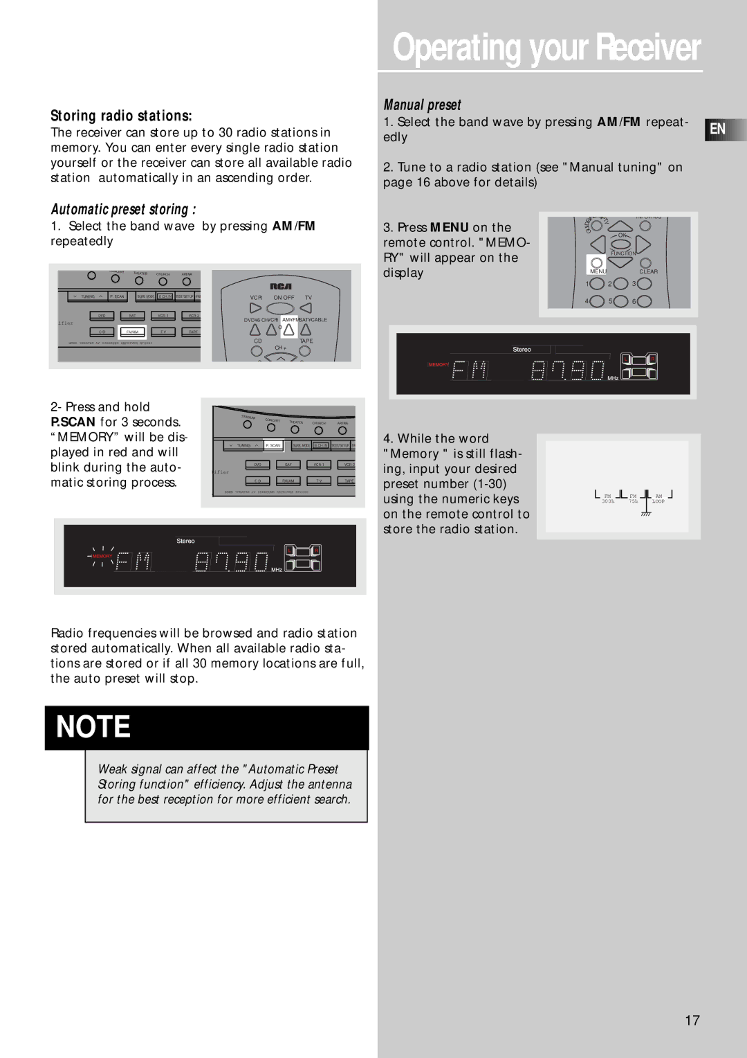 RCA RT2280, RT2250R user manual Storing radio stations 