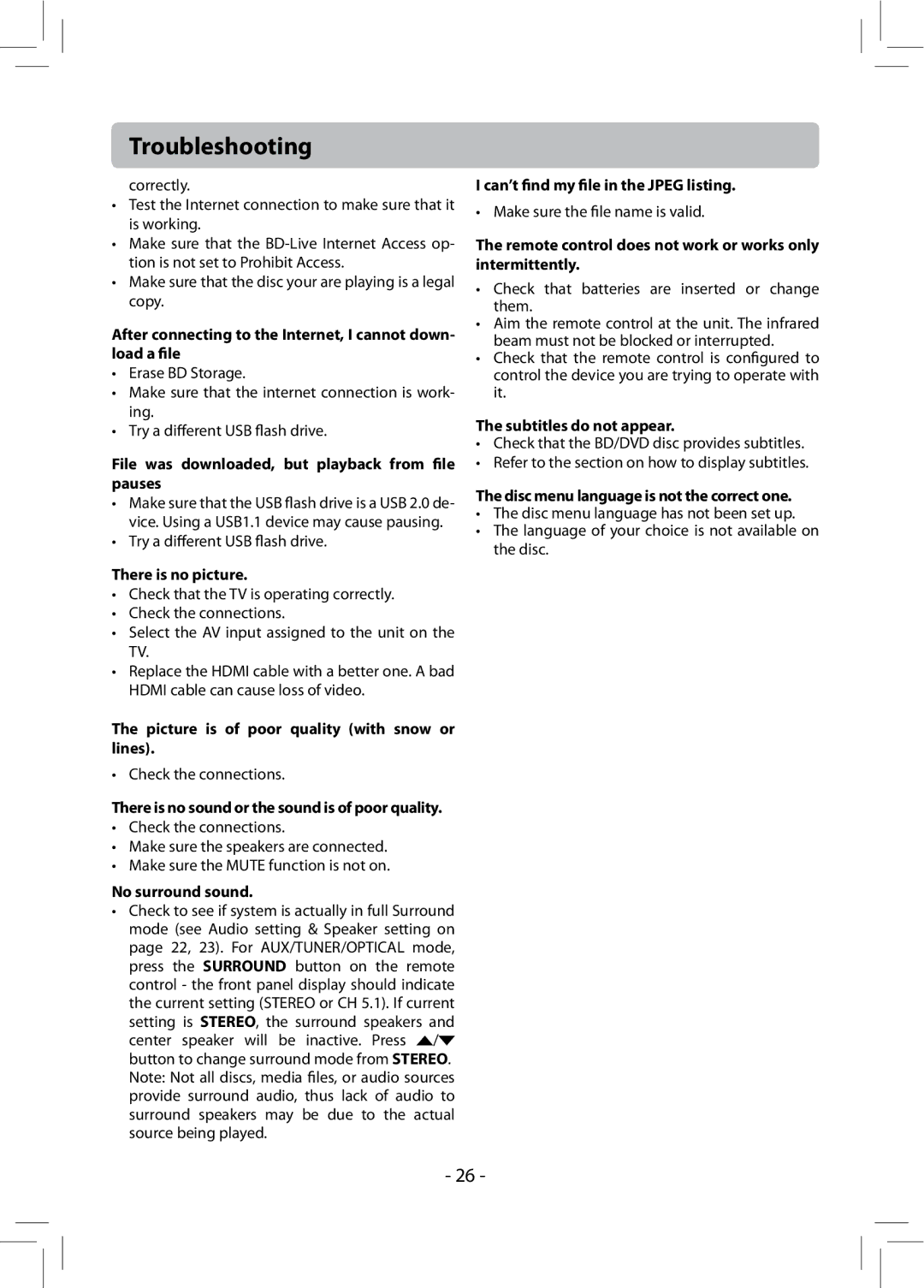 RCA RTB1013 user manual Troubleshooting 