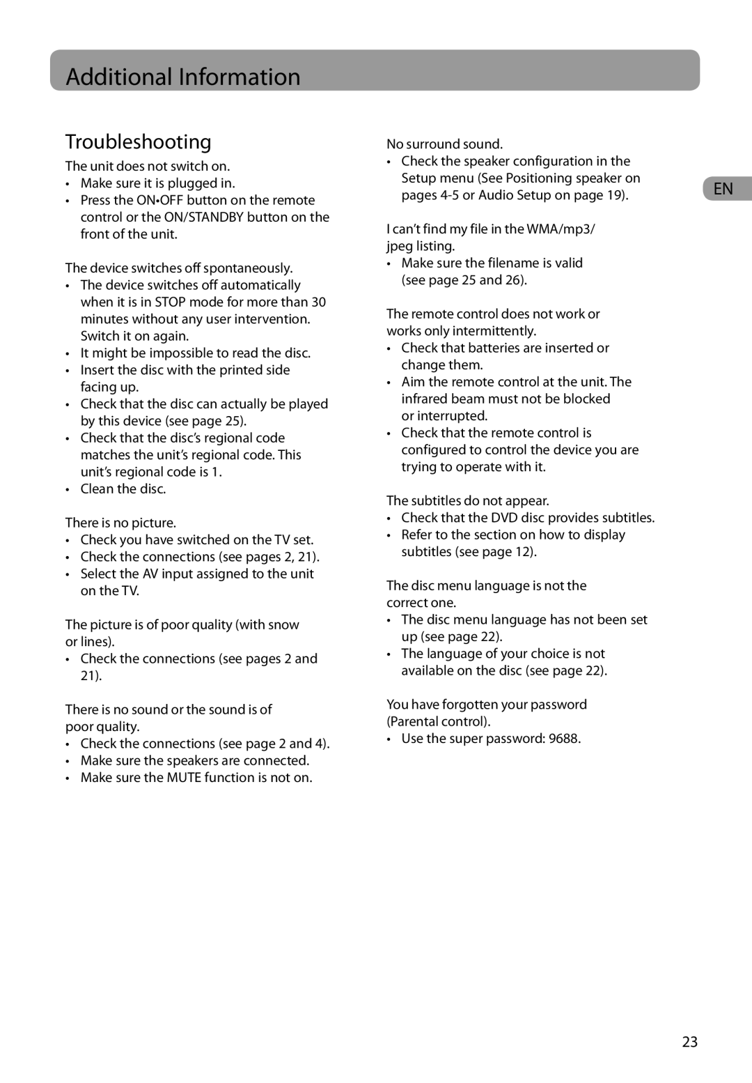 RCA RTD317 user manual Additional Information, Troubleshooting 