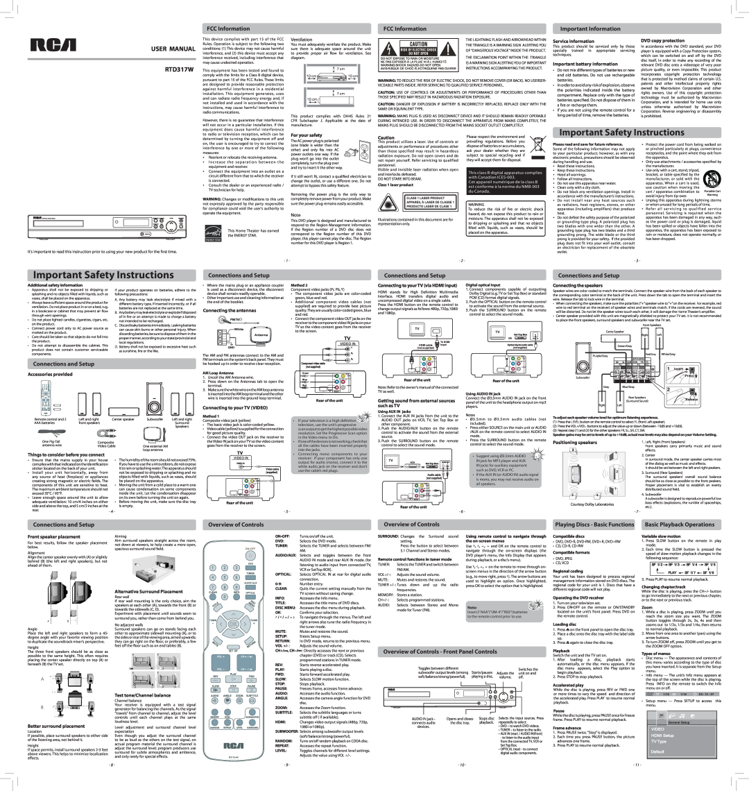 RCA RTD317W user manual Important Safety Instructions 