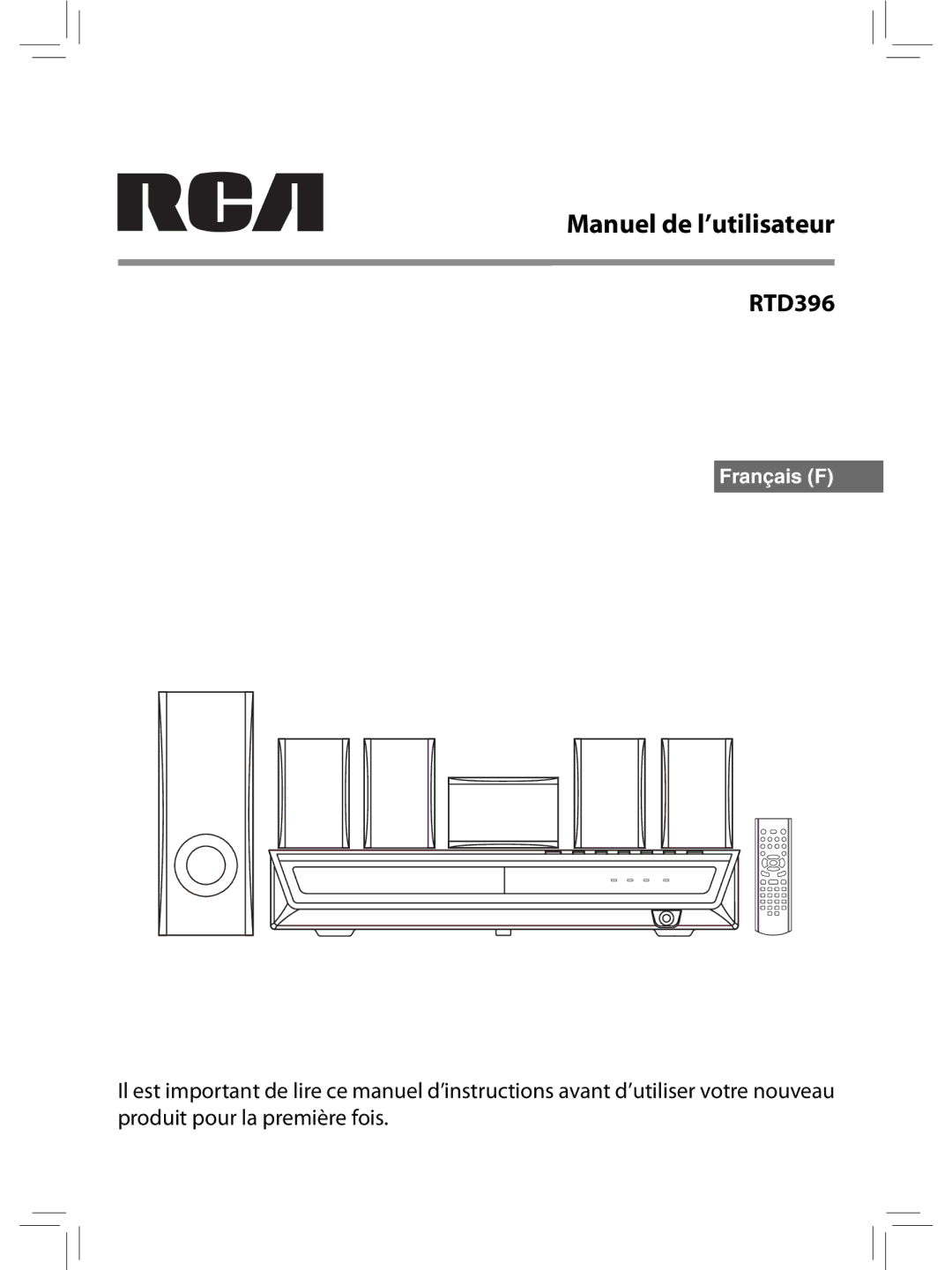 RCA RTD396 user manual Manuel de l’utilisateur 