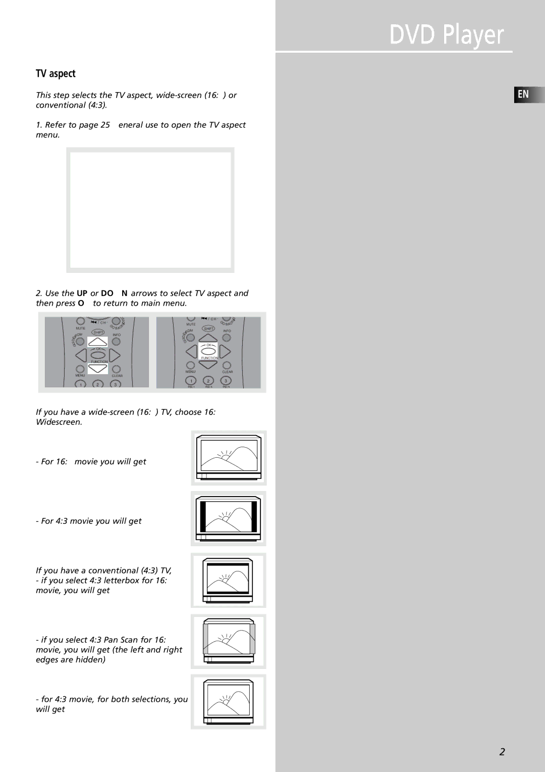 RCA RTDVD1 user manual TV aspect 