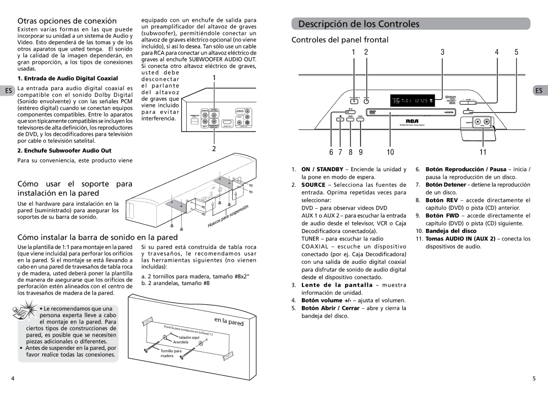 RCA RTS202 user manual Descripción de los Controles 