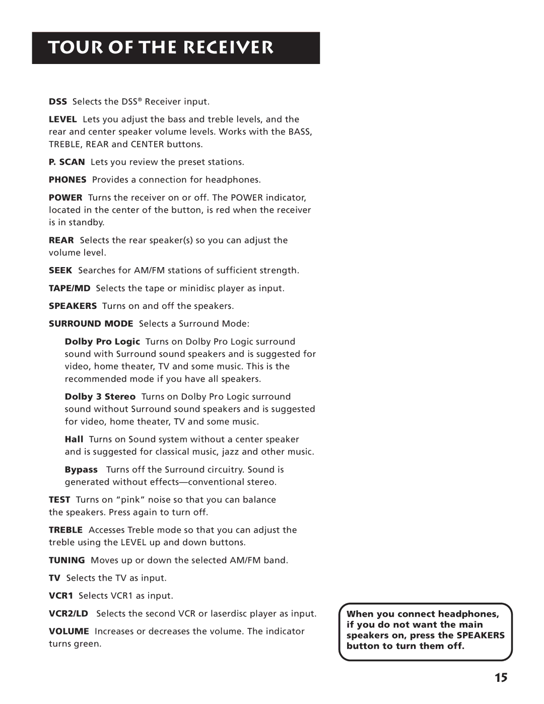 RCA RV3693 manual Tour of the Receiver 