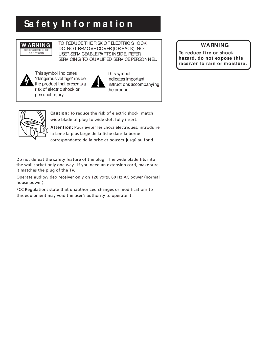 RCA RV3693 manual Safety Information 