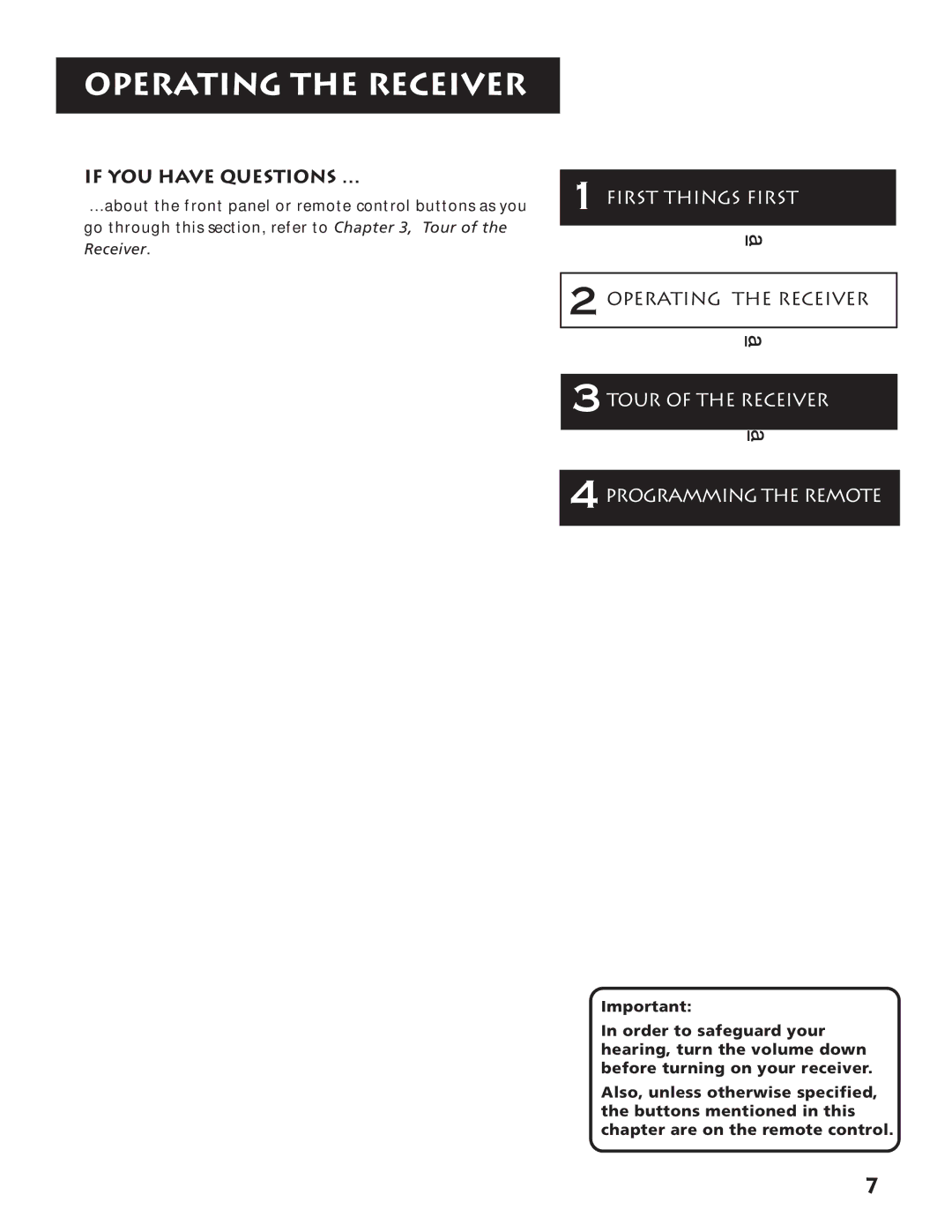 RCA RV3693 manual Operating the Receiver 