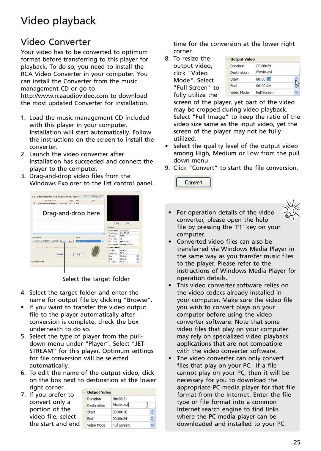 RCA S2501, S2502 user manual Video Converter 