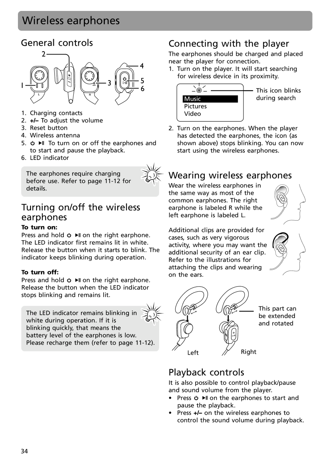 RCA S2502, S2501 user manual Wireless earphones 