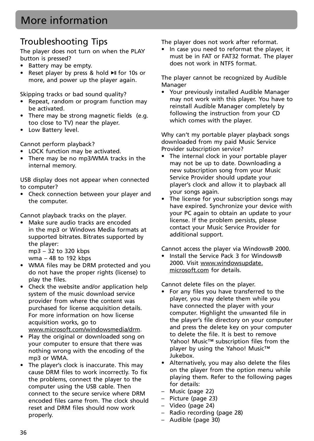 RCA S2502, S2501 user manual More information, Troubleshooting Tips 