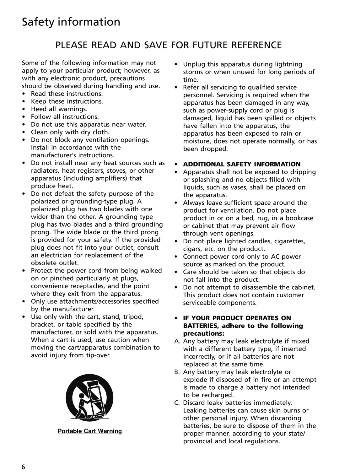 RCA S2502, S2501 user manual Please Read and Save for Future Reference 