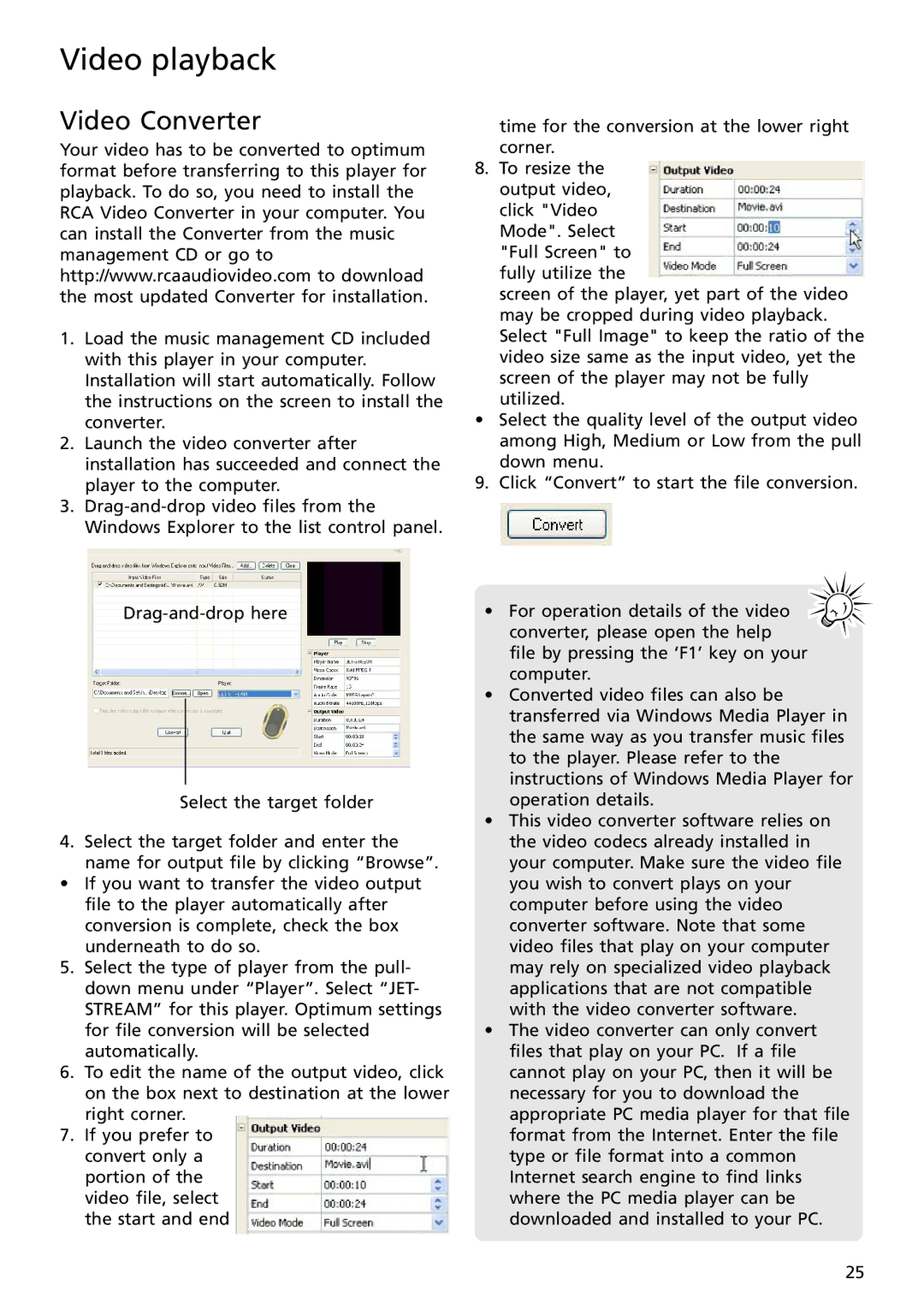 RCA S2502 user manual Video Converter 