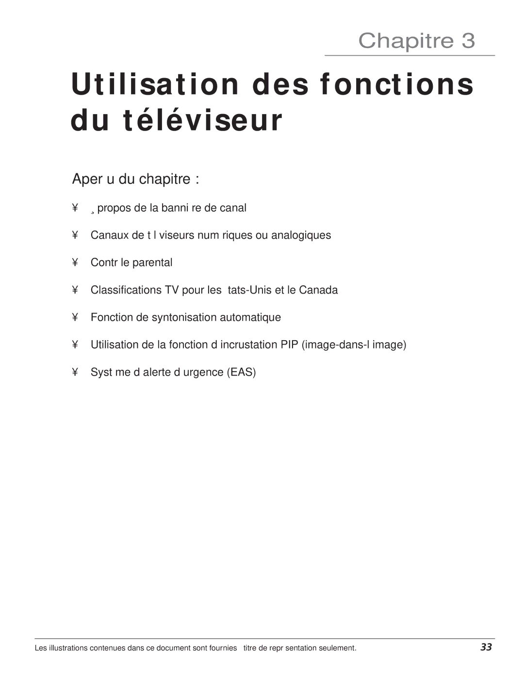 RCA S+4K manual Utilisation des fonctions du téléviseur 