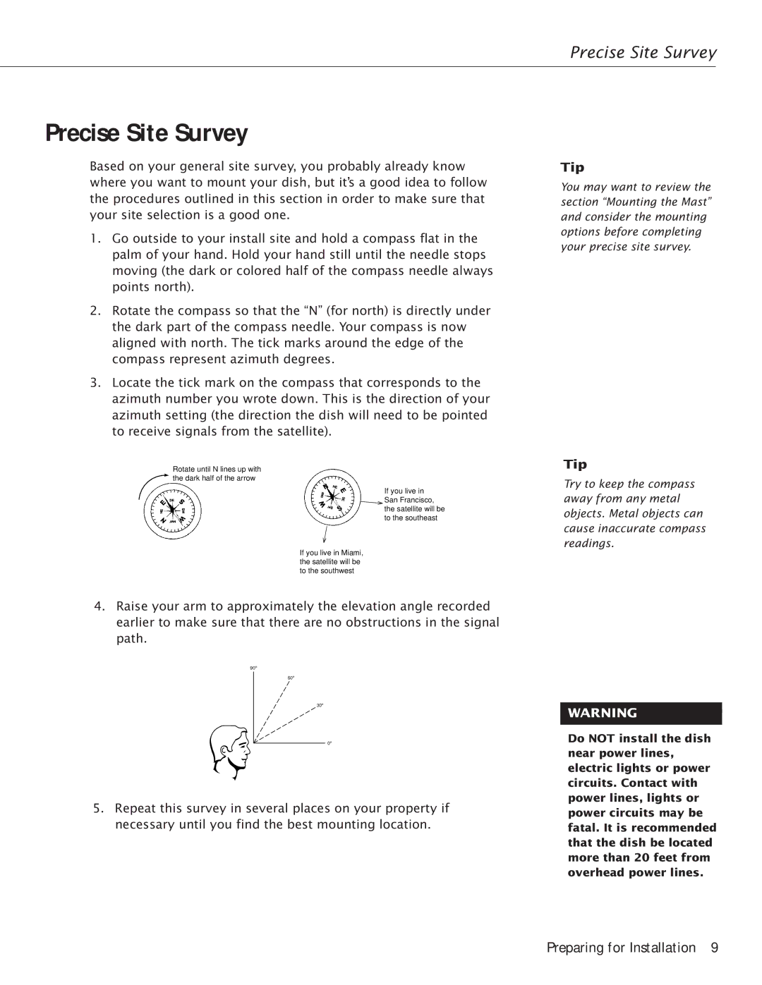 RCA Satellite TV Antenna manual Precise Site Survey, Tip 