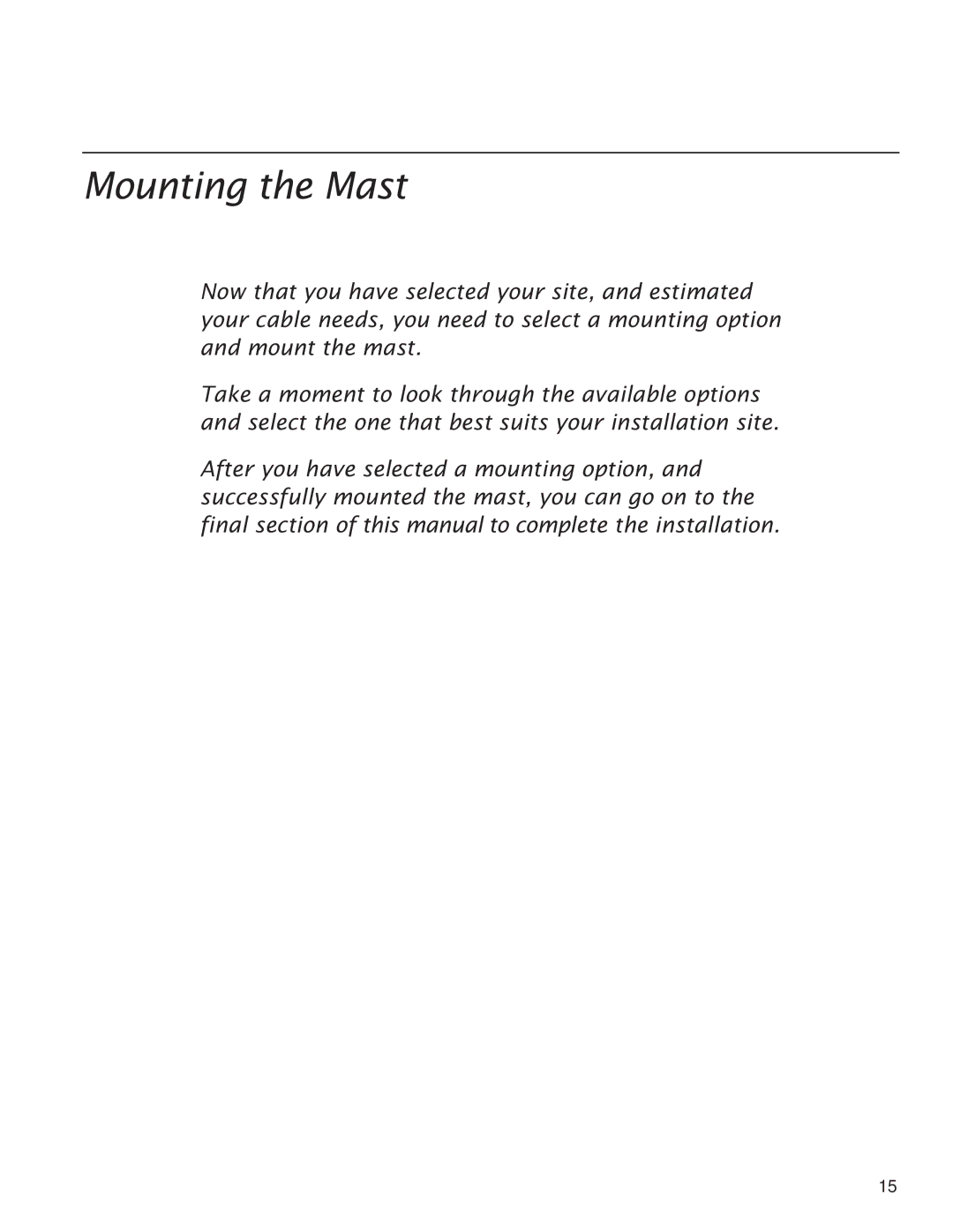 RCA Satellite TV Antenna manual Mounting the Mast 