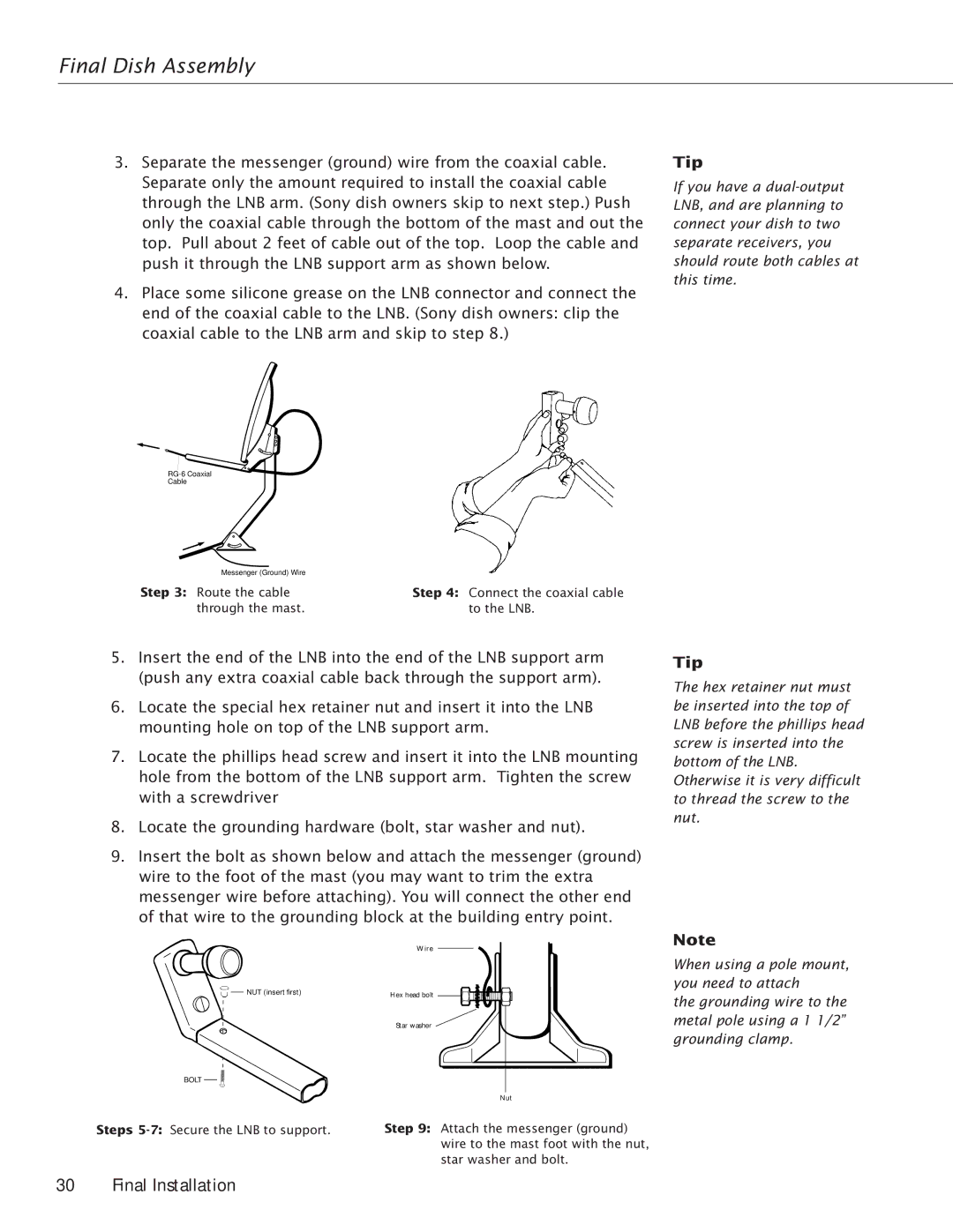 RCA Satellite TV Antenna manual Star washer and bolt 