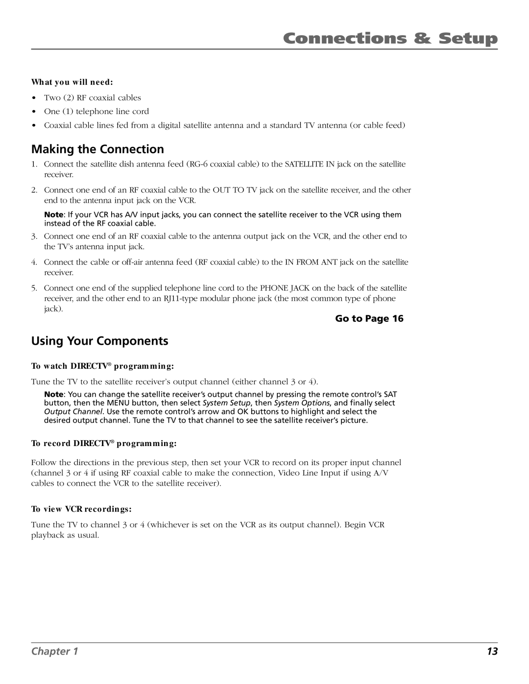 RCA Satellite TV System manual Connections & Setup 