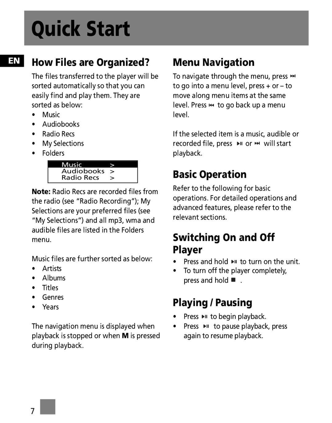 RCA S1001, SC1002, SC1000, S1000, SC1001, S1031, S1010 user manual Quick Start 