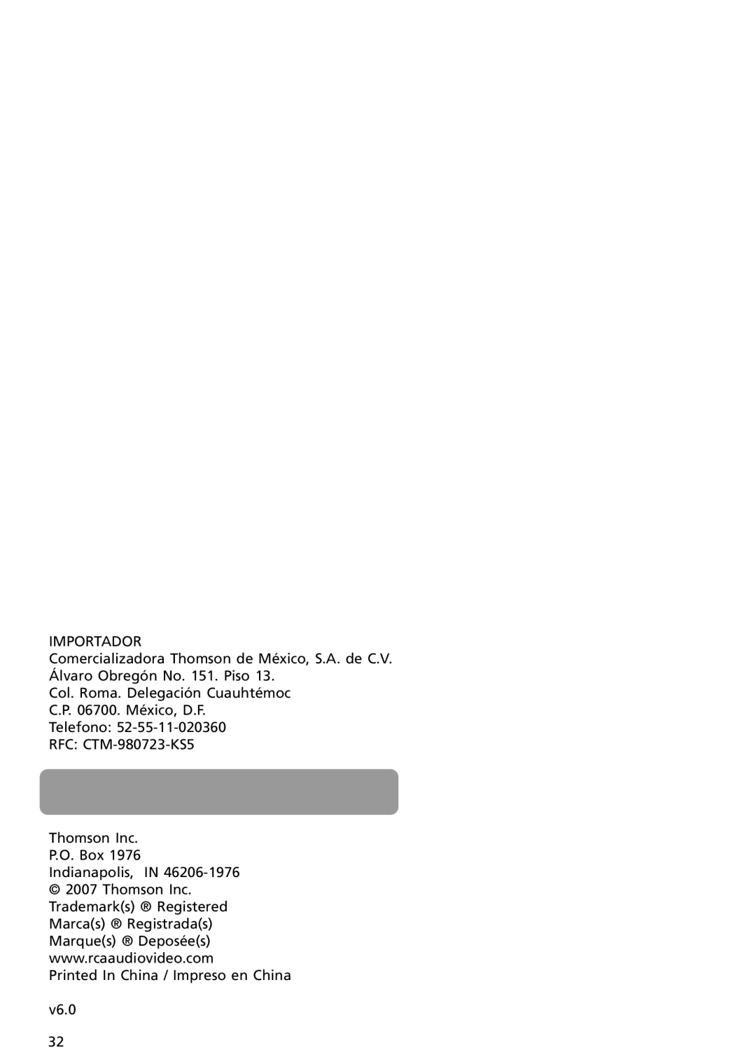 RCA SC2002, SC2001, S2002, S2001 user manual Importador 