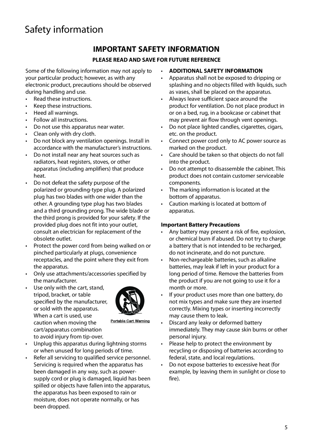 RCA S2104, SC2104, SC2102, S2102 user manual Important Safety Information 