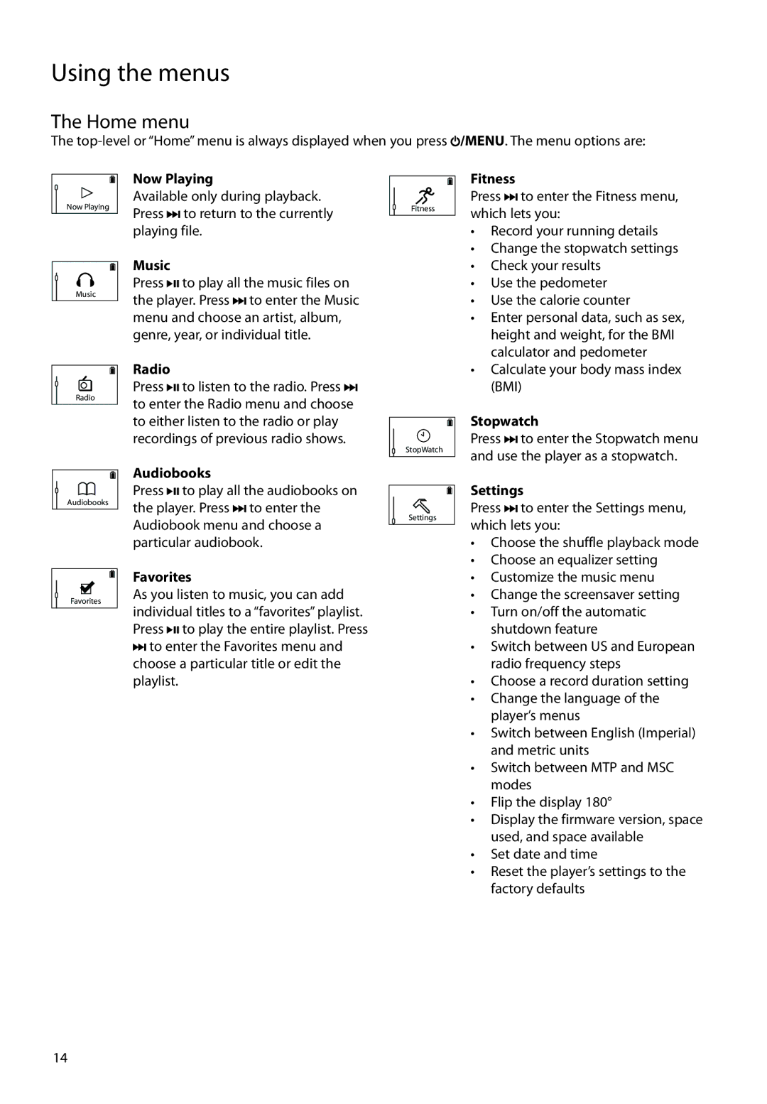 RCA SC2102, SC2104, S2104 user manual Home menu 