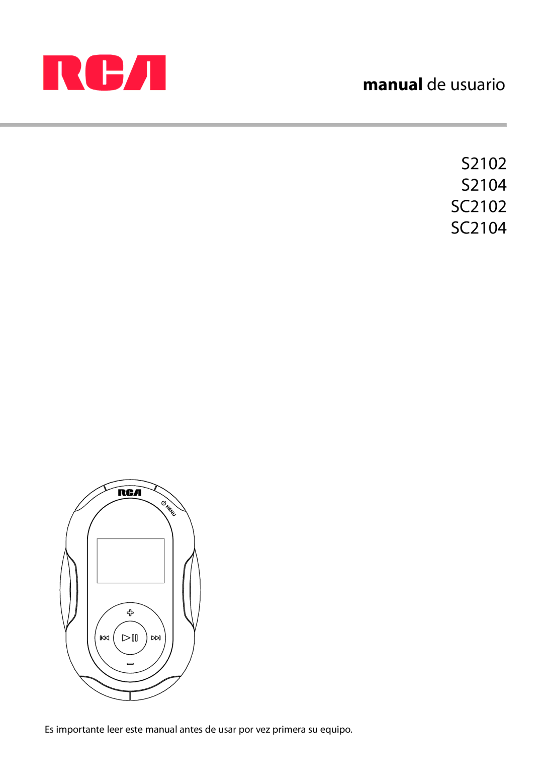 RCA user manual Manual de usuario S2102 S2104 SC2102 SC2104 