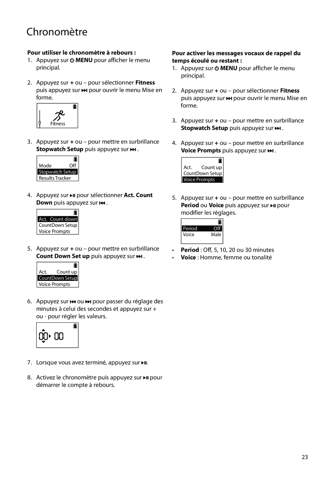 RCA SC2104, S2104, SC2102 user manual Pour utiliser le chronomètre à rebours 