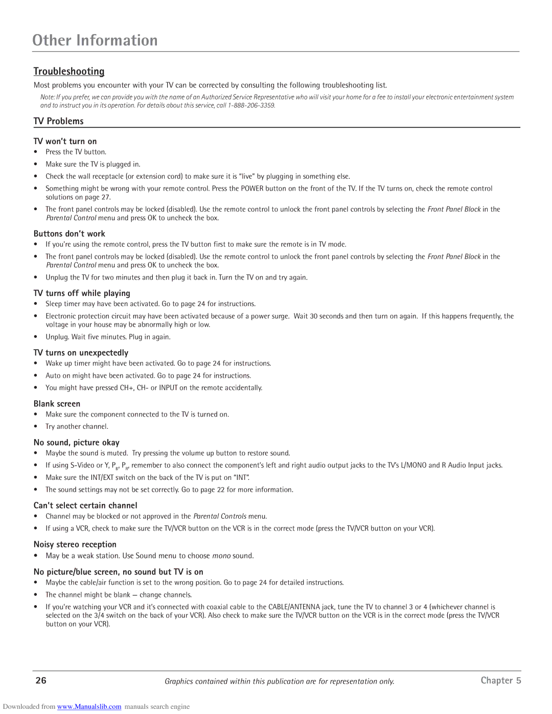 RCA scenium manual Other Information, Troubleshooting, TV Problems 