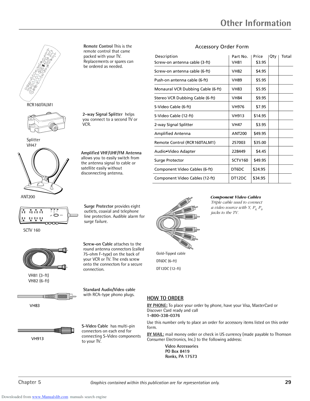 RCA scenium manual RCR160TALM1, Video Accessories PO Box Ronks, PA 