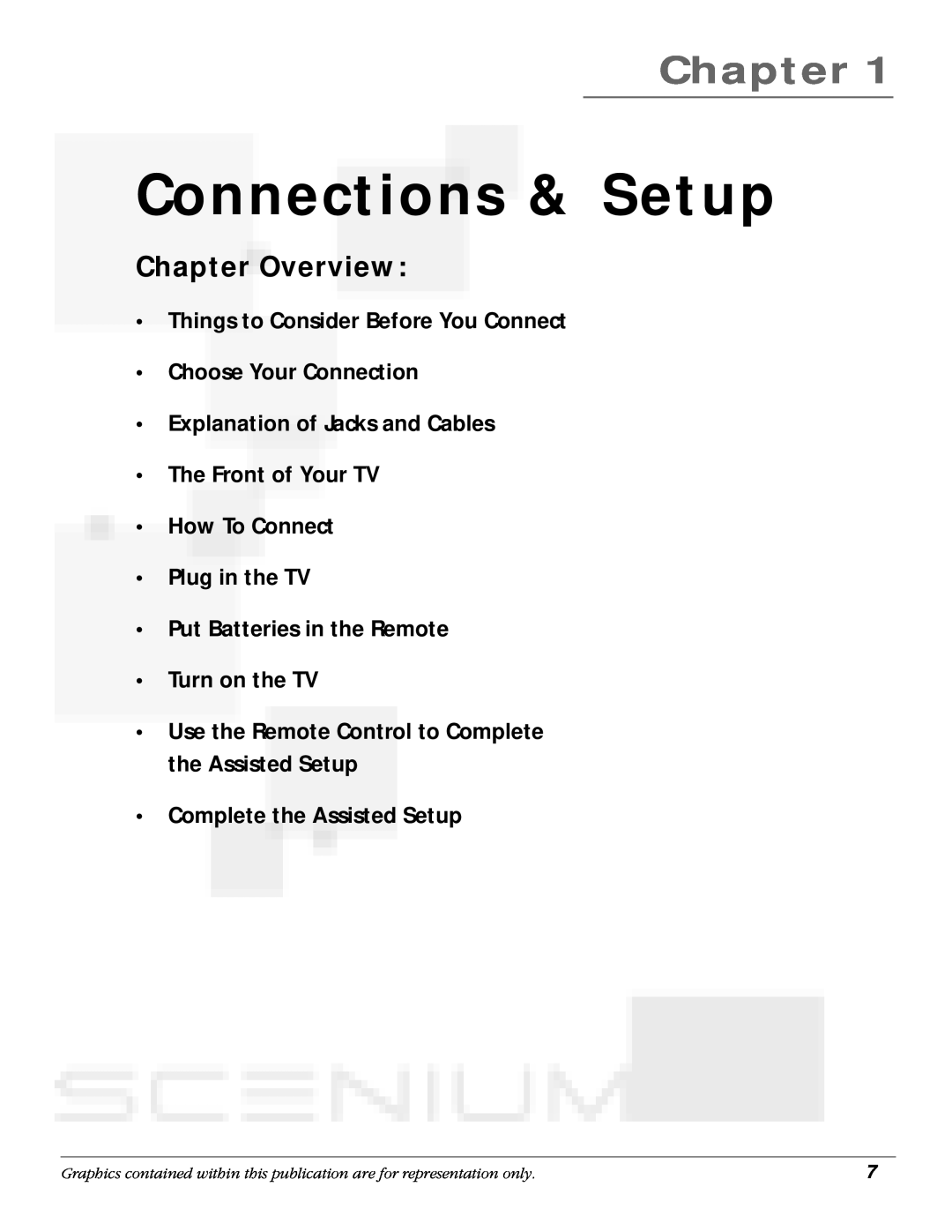 RCA scenium manual Connections & Setup, Chapter Overview, Things to Consider Before You Connect Choose Your Connection 