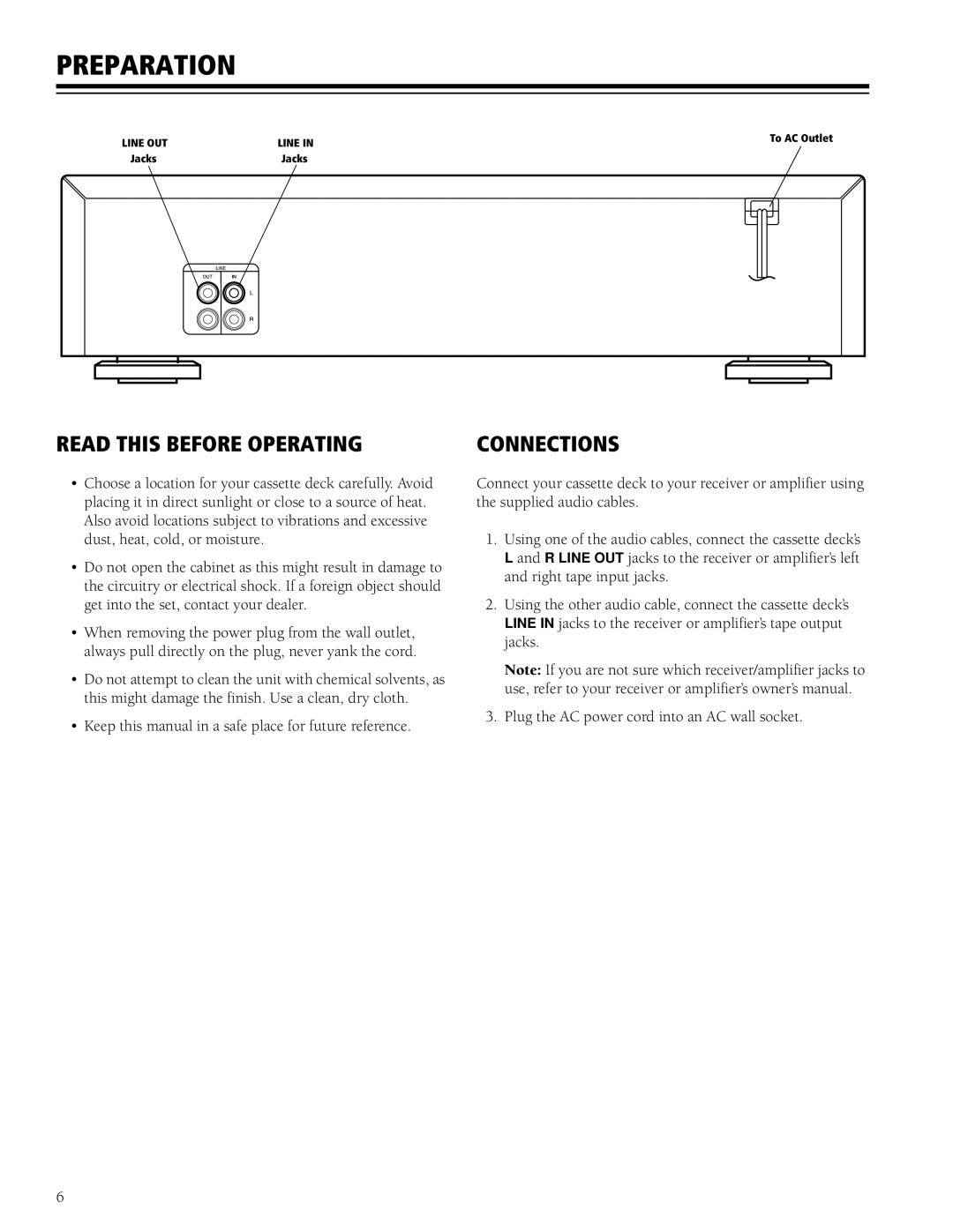 RCA SCT-520 manual Preparation, Read This Before Operating, Connections 