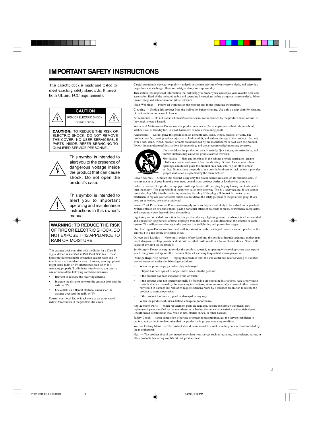 RCA SCT-530 owner manual Important Safety Instructions 