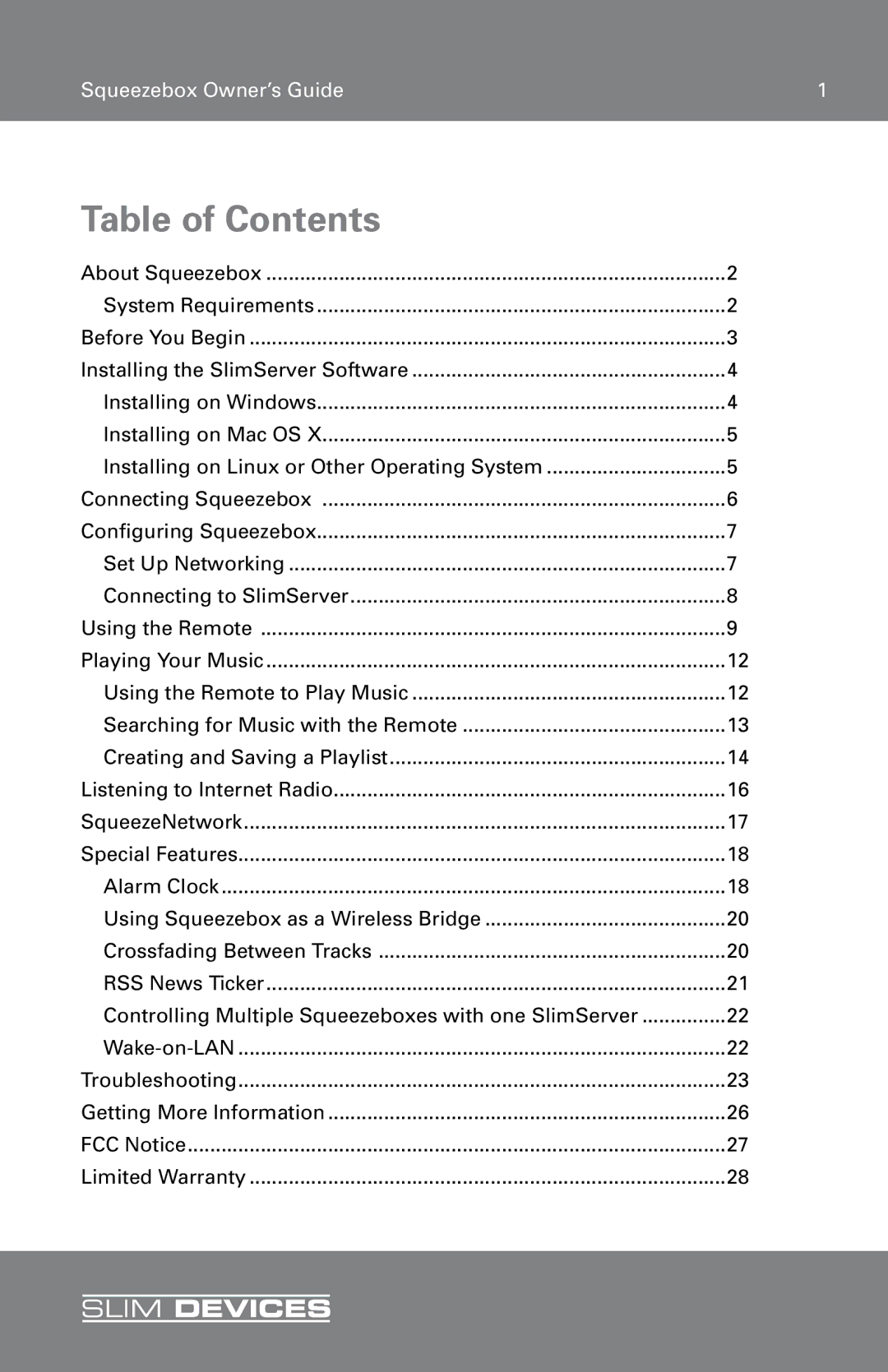 RCA SLIM DEVICE manual Table of Contents 