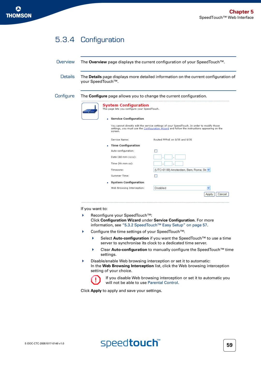 RCA SpeedTouchTM706 manual Configuration 