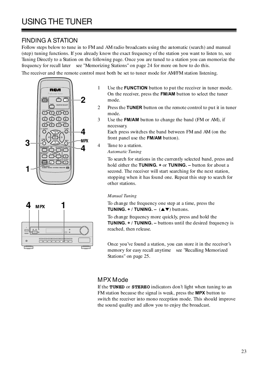 RCA STAV3860 owner manual Using the Tuner, Finding a Station 