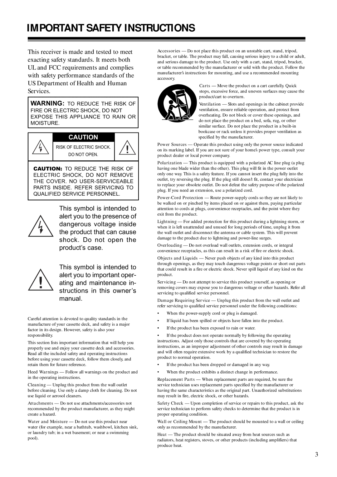 RCA STAV3860 owner manual Important Safety Instructions 