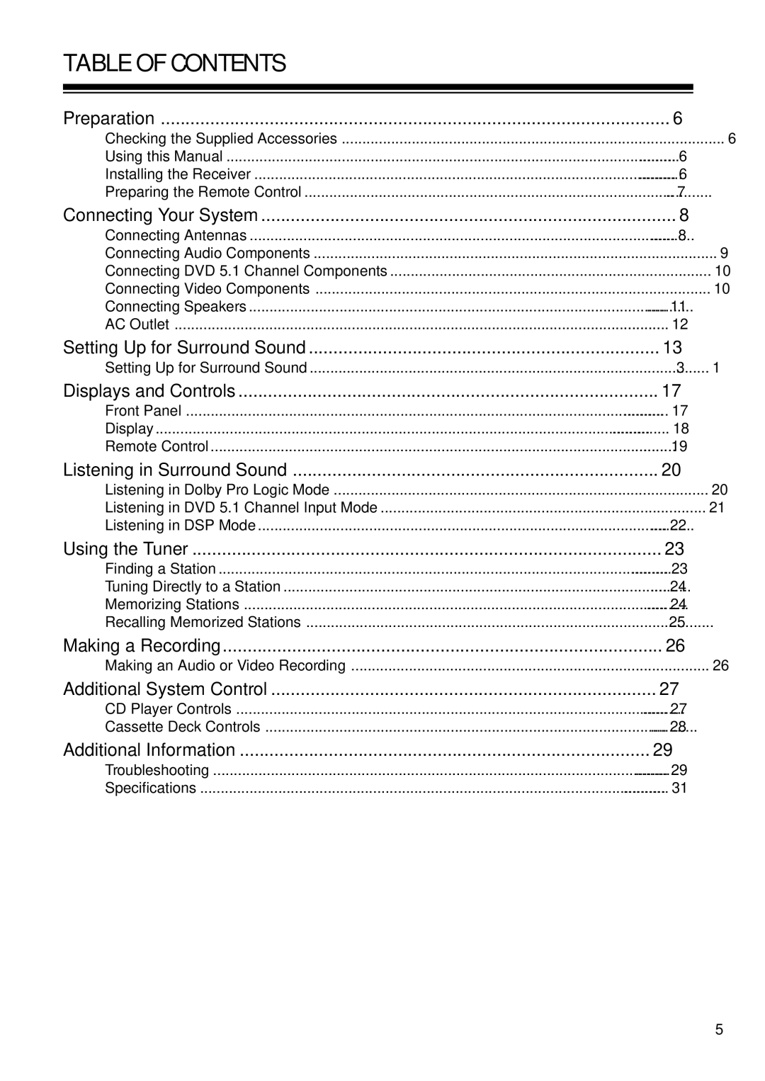 RCA STAV3860 owner manual Table of Contents 