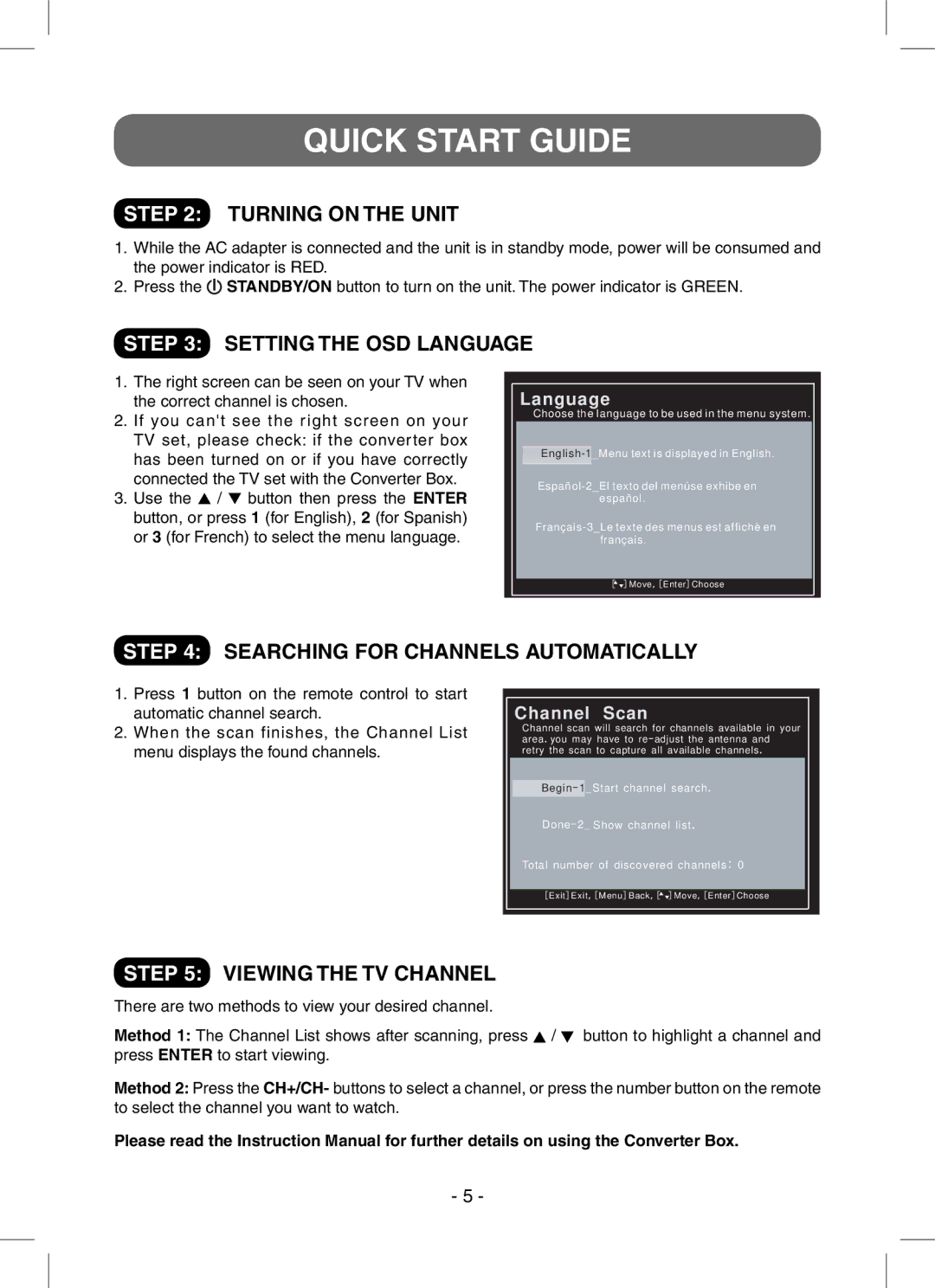 RCA STB7766C user manual Language, Channel Scan 