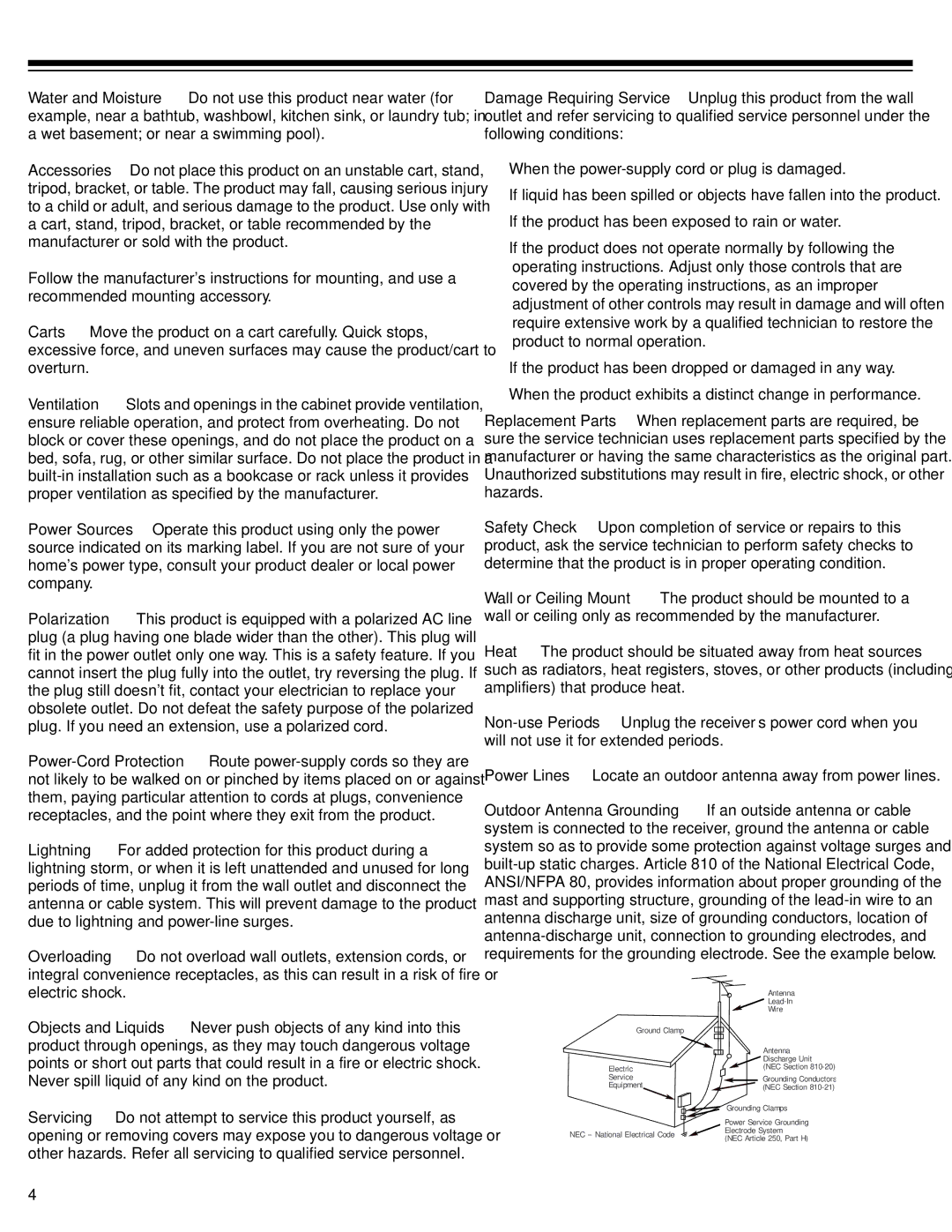 RCA Stereo Receiver with Remote Control owner manual Antenna 