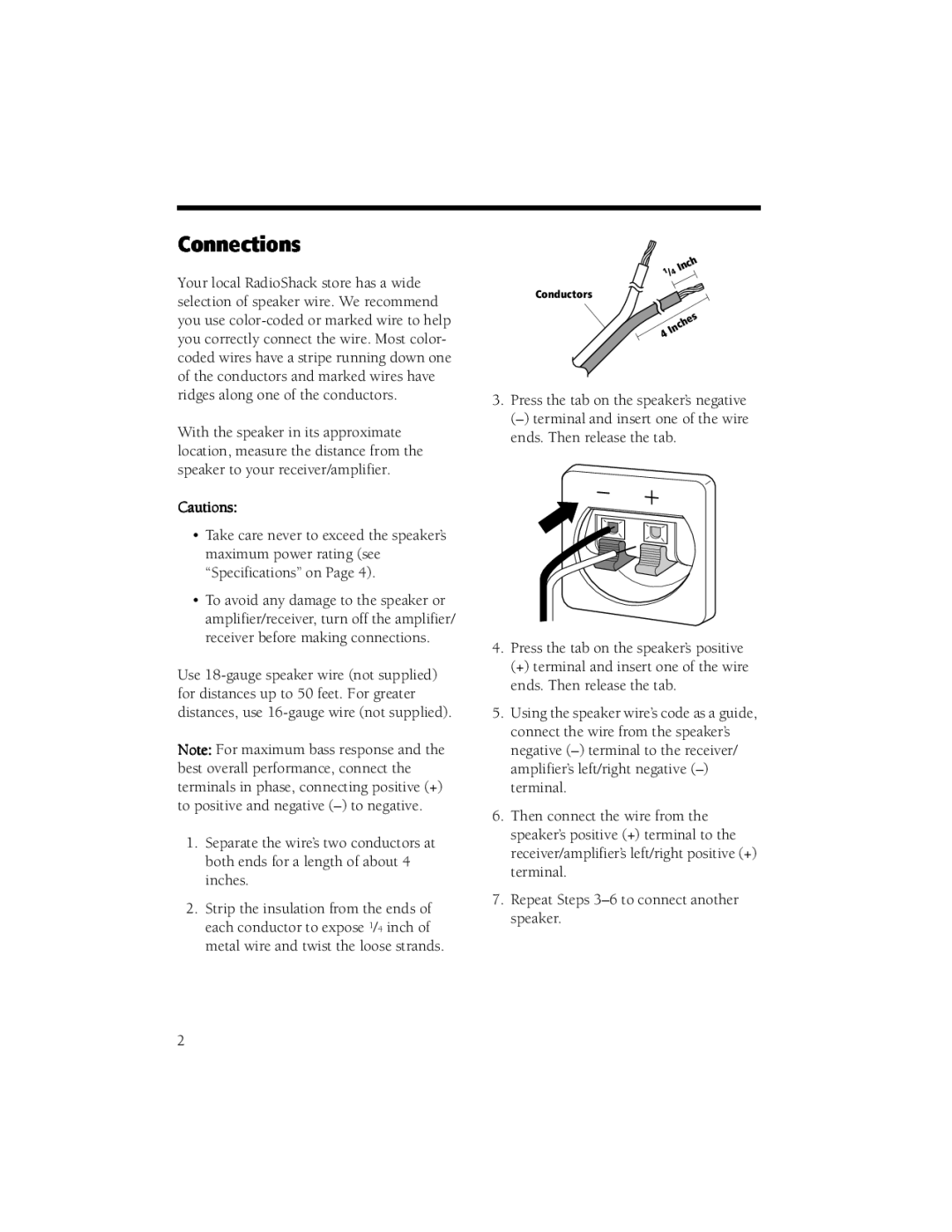 RCA STS-830 manual Connections 