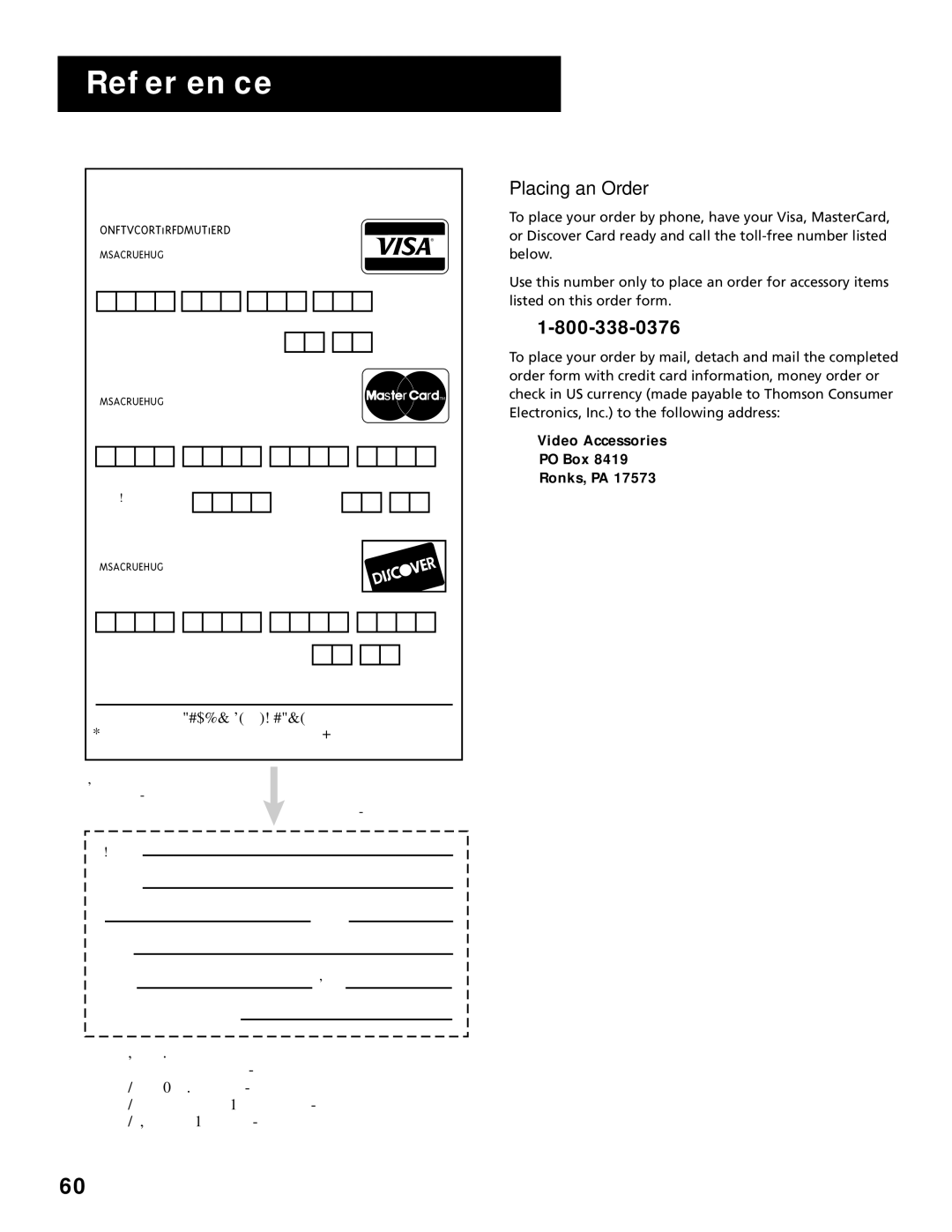 RCA T19067, T13066 manual Placing an Order, Video Accessories PO Box Ronks, PA 