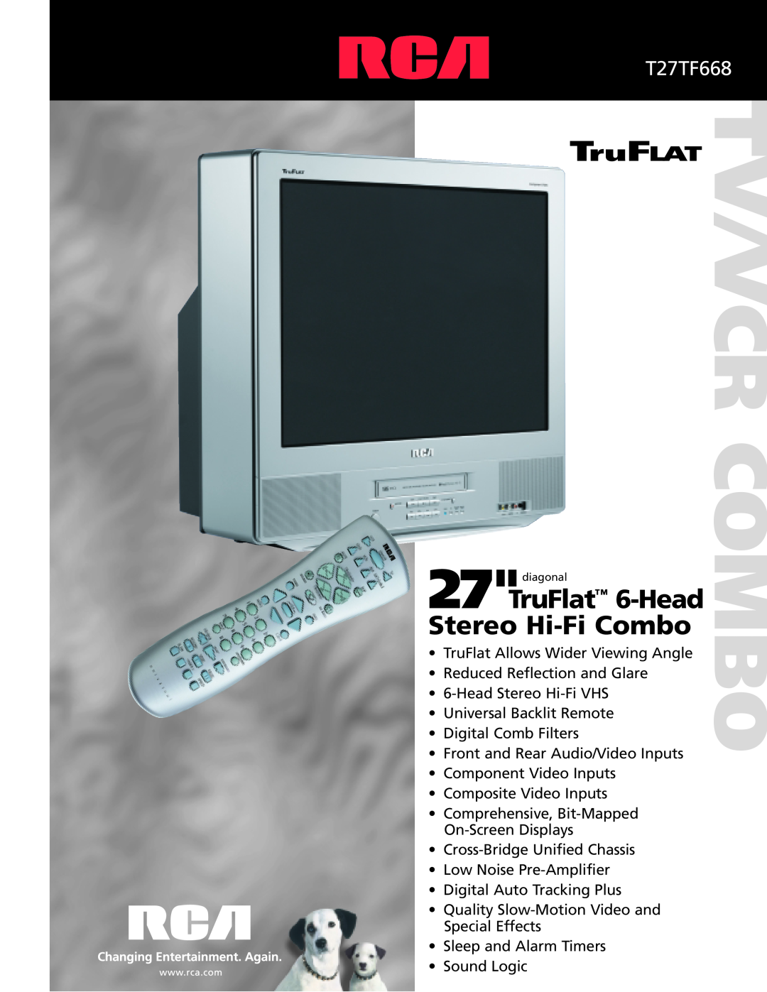 RCA T27TF668 manual TruFlat 6-Head Stereo Hi-Fi Combo, Tv/Vcr Combo 