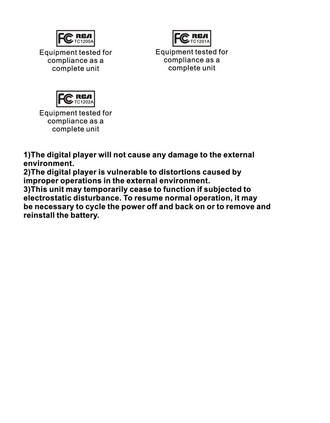 RCA TC1201, TC1202, TC1200 manual 