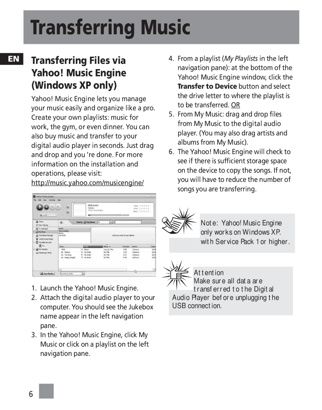 RCA TC1200, TC1201, TC1202 manual Audio Player before unplugging the USB connection 