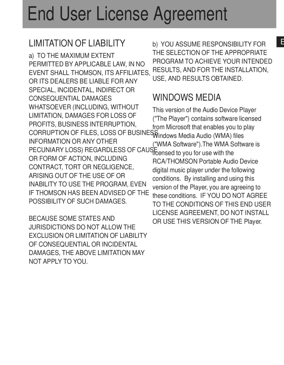 RCA TC1200, TC1201, TC1202 manual Limitation of Liability 