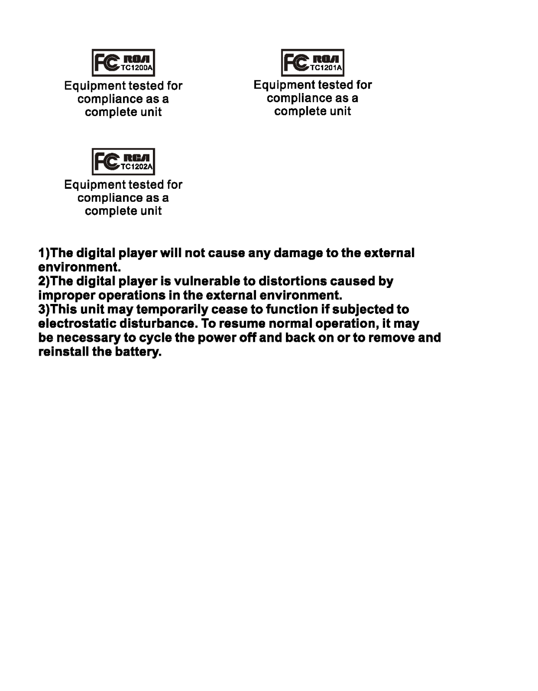 RCA TC1201, TC1202, TC1200 manual 