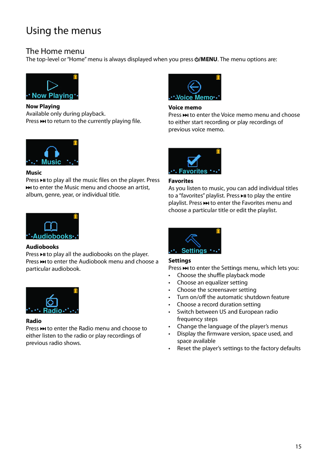 RCA TC1602, TC160 series, TC1601, TC1604, TH1604, TH1601, TH160 series user manual Home menu 