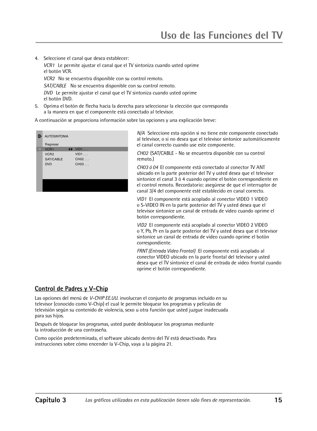 RCA Televison manual Uso de las Funciones del TV, Control de Padres y V-Chip 