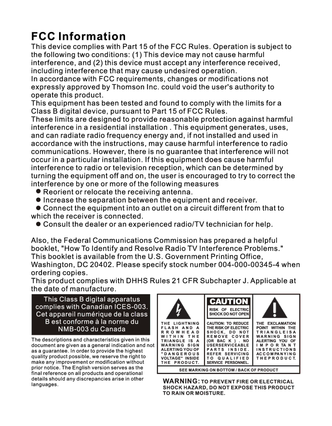 RCA TH1011, TH1010, TH102, TH103 manual 