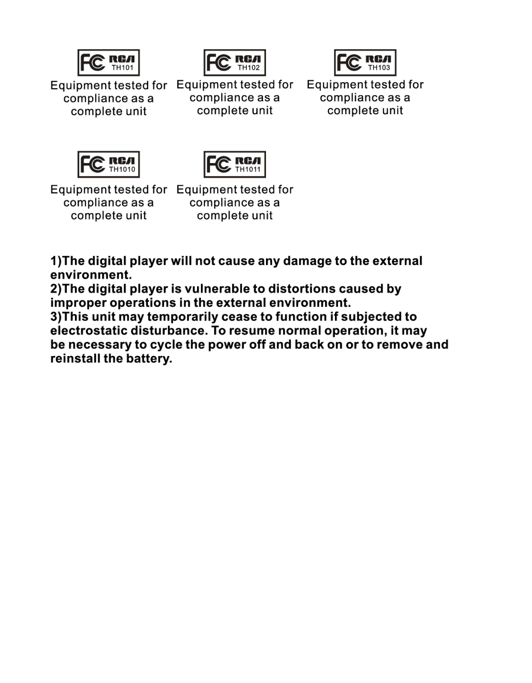 RCA TH1010, TH102, TH1011, TH103 manual 